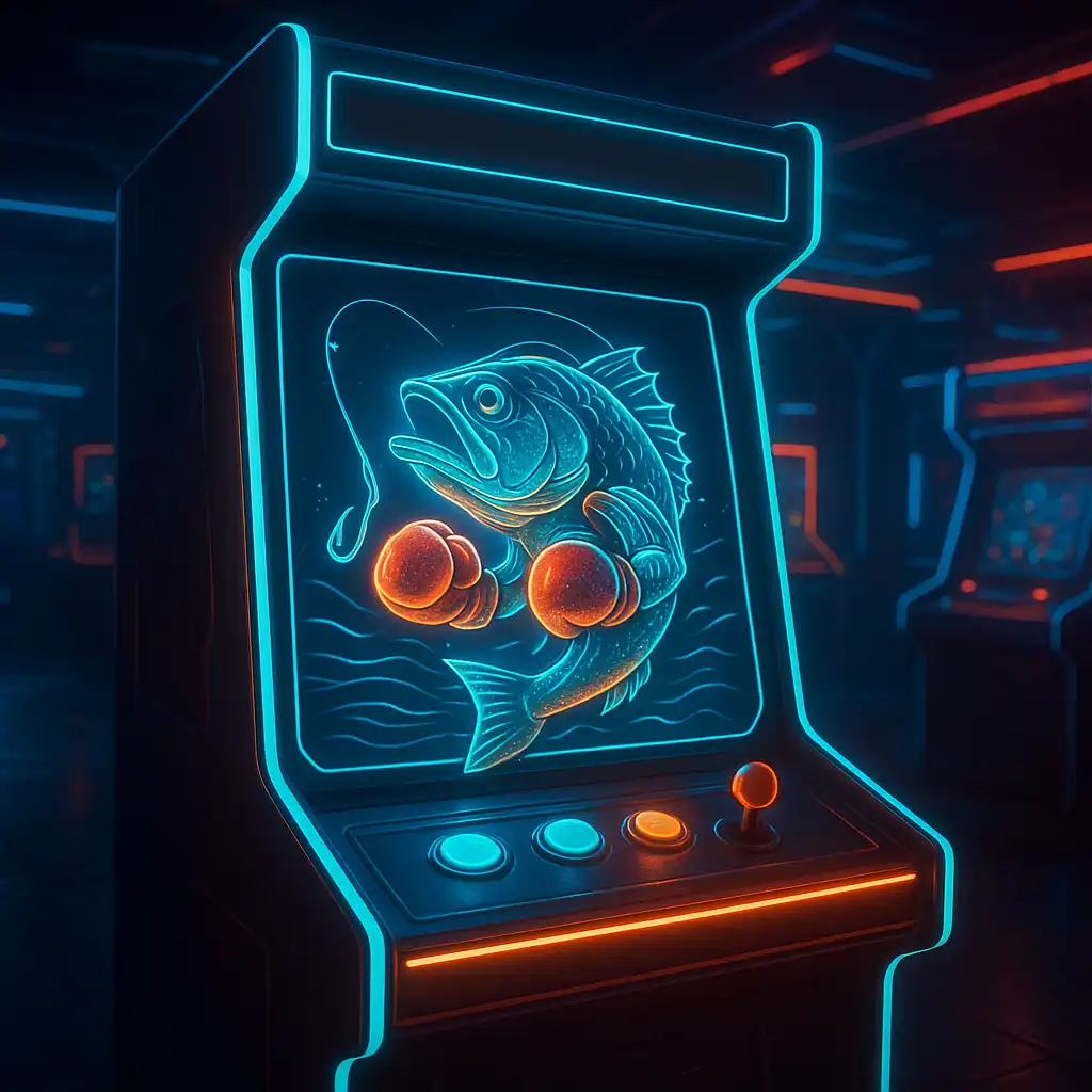 Big Bass Boxing Bonus Round slot cabinet glowing on the BetMoosh arcade floor