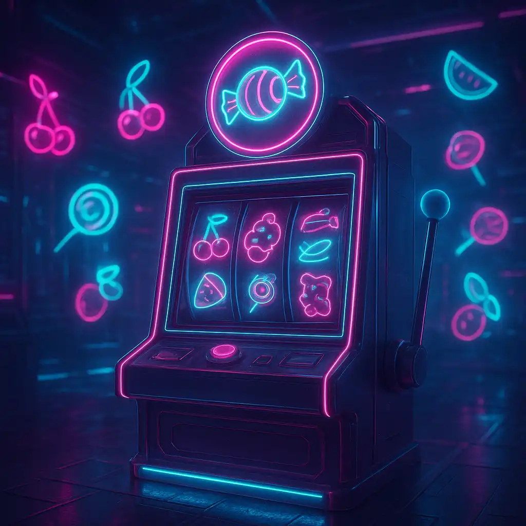 Sweet Bonanza slot cabinet glowing on the BetMoosh arcade floor